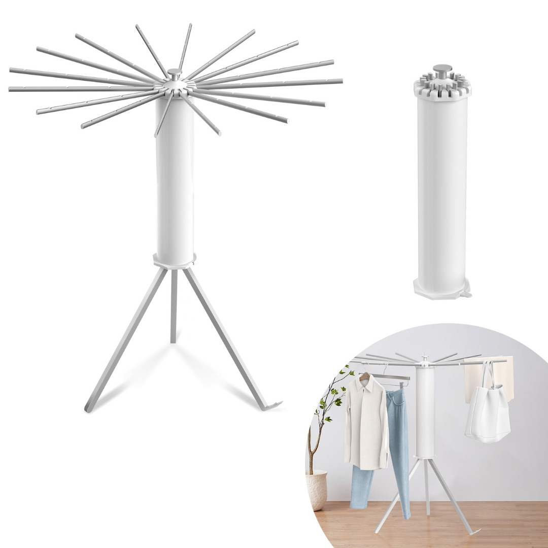 Foldable 360° Rotating Clothes Drying Stand | Aluminum Tripod Laundry Rack.