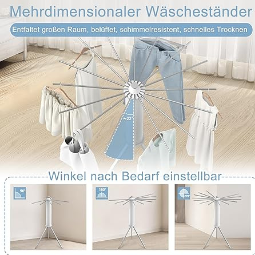 Foldable 360° Rotating Clothes Drying Stand | Aluminum Tripod Laundry Rack.